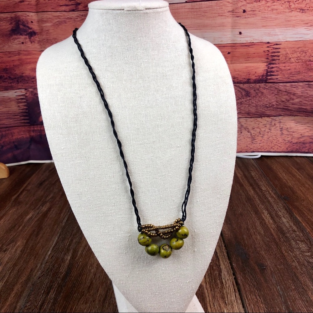 Green Açaí Seed and Bead Necklace